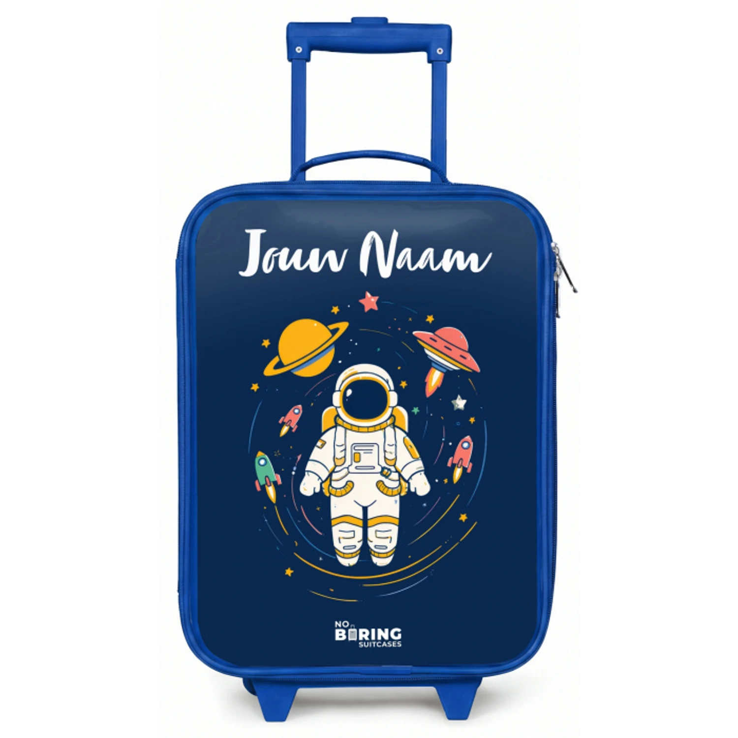 Astronaut - Planeet - Sterren - Raket Kinderkoffer - Blauw klein -zz3dotto