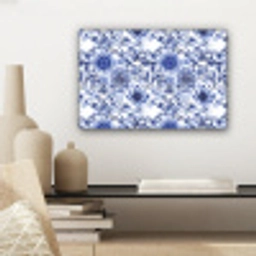 Bloemen - Blauw - Patroon - Wit canvas 2cm klein 34 -sfeer6