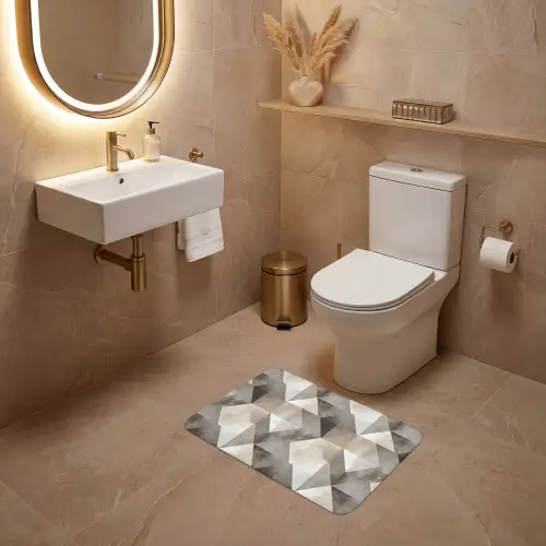 Geometrisch - Motief - Aardetinten WCmat klein 1009 -sfeer3