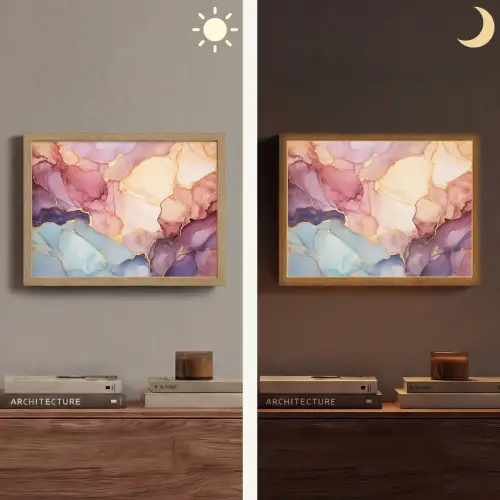Marmer - Kleurrijk Light Box met batterij (Wandlamp) middel -sfeer3