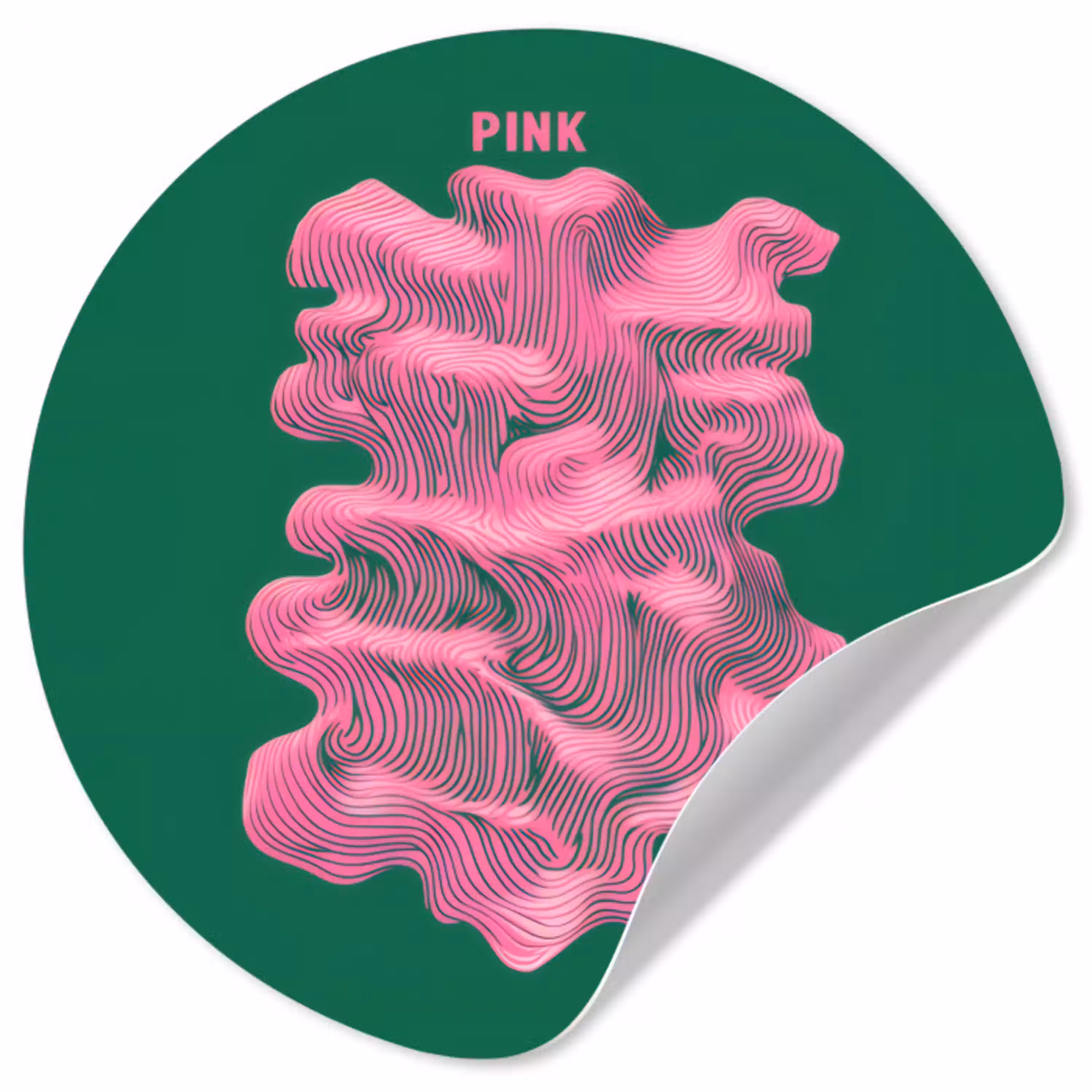 Abstract - Pink - Lijnen - Groen Wandcirkel behangsticker klein -3d