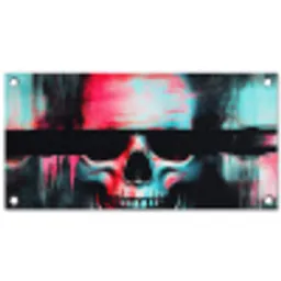 Schedels - Glitch - Cyberpunk tuinposter los doek klein -3d