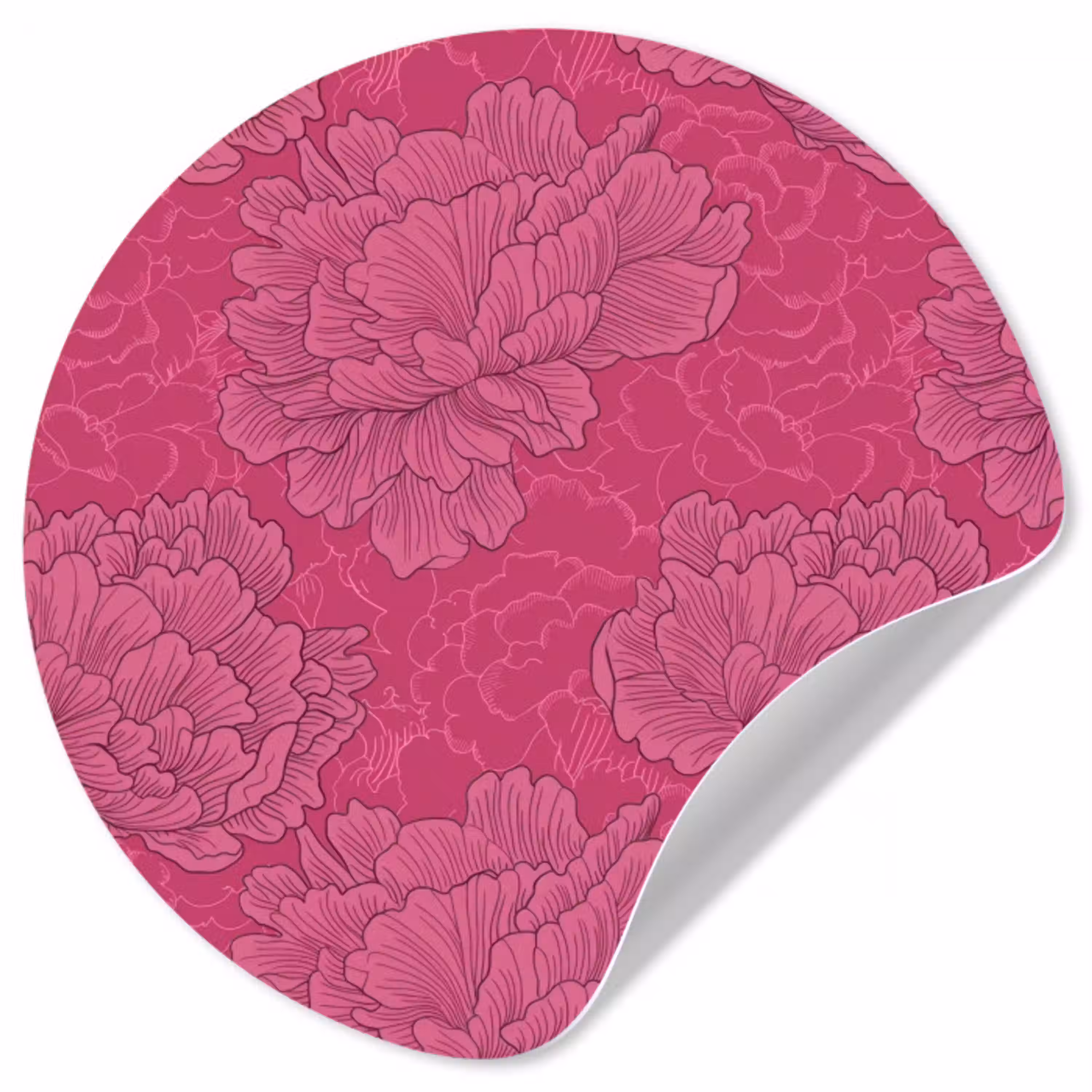 Pioenrozen - Energiek - Roze Wandcirkel behangsticker klein 186 -3d