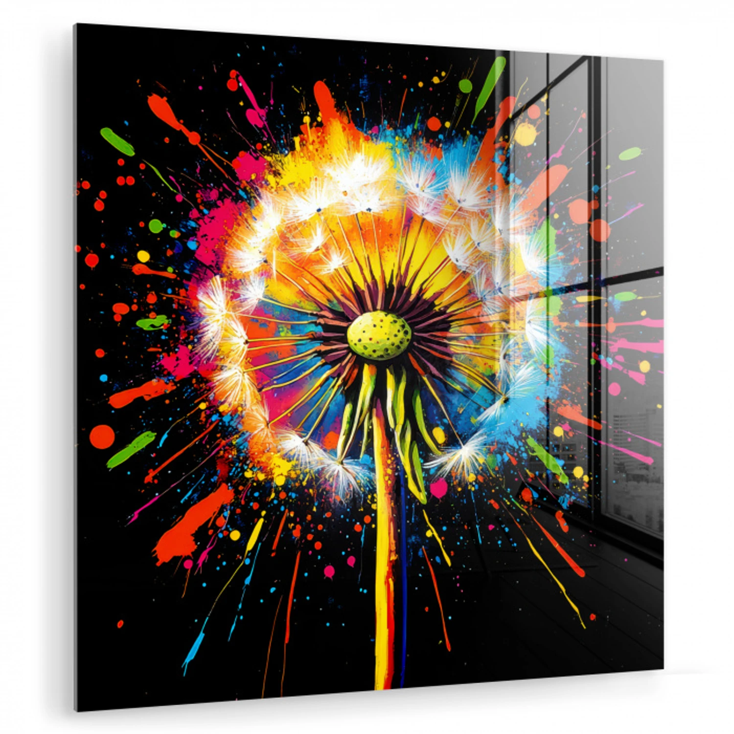 Paardenbloem - Graffiti - Kleurrijk - Bloemen - Natuur plexiglas 5mm klein -zzzproduct_nieuw