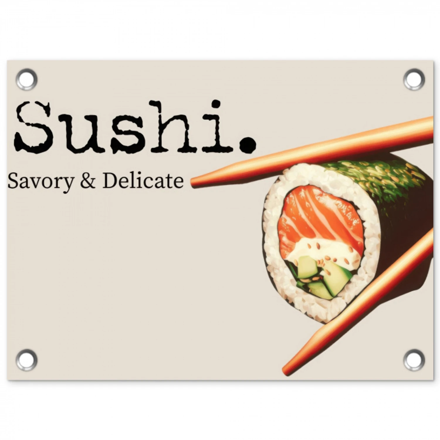 Sushi - Zalm - Rijst - Japans tuinposter los doek klein -3d