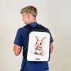 Bruin konijntje met roze bellen Rugzak - Zwart middel -sfeer8