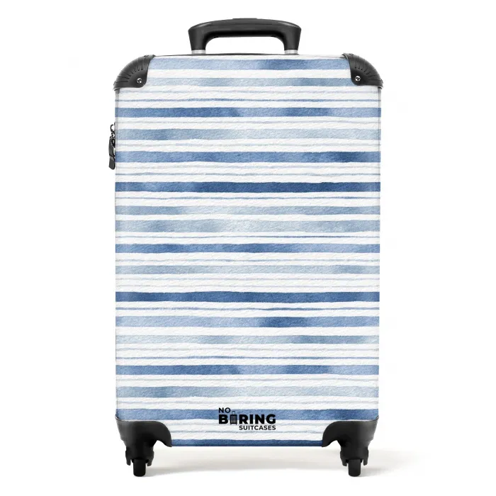 Strepen patroon blauw NBS - Handbagage koffer - Volwassenen Unisex middel -productfoto_recht
