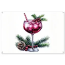 Winter - Cocktail - Decoratie - Drank - Kerst tuinposter los doek groot -3d