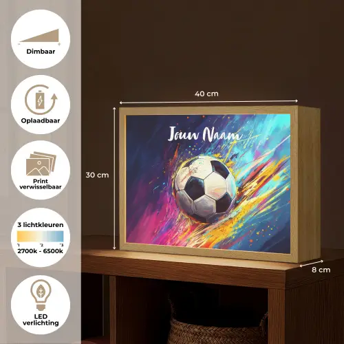 Neon - Voetbal - Kleurrijk Light Box met batterij (Wandlamp kind) middel -USP_websiteoverzichtNL