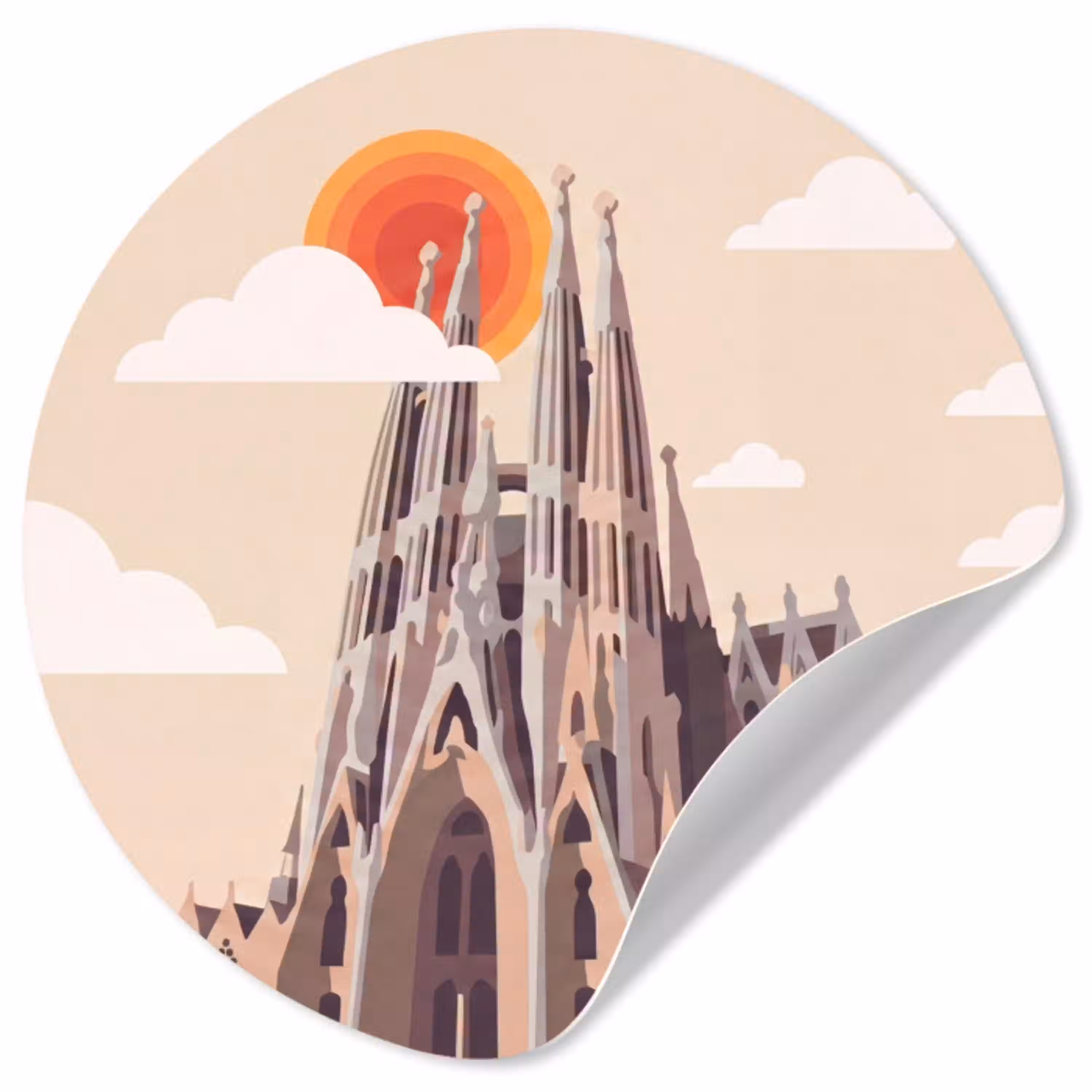Gebouw - Torens - Architectuur - Abstract - Zonsondergang Wandcirkel behangsticker klein -3d