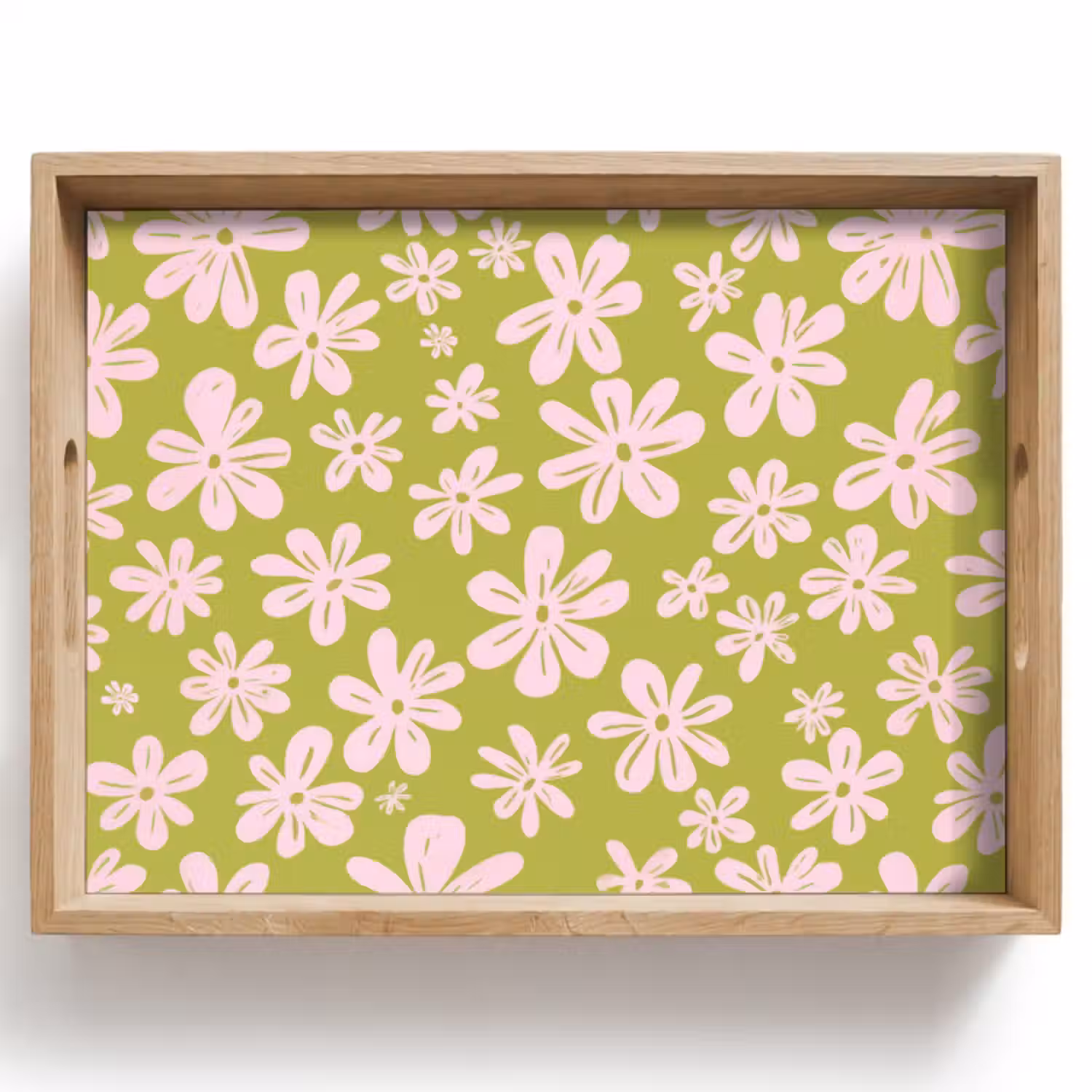 Dienblad - Bloemen - Roze - Getekend - Patroon
