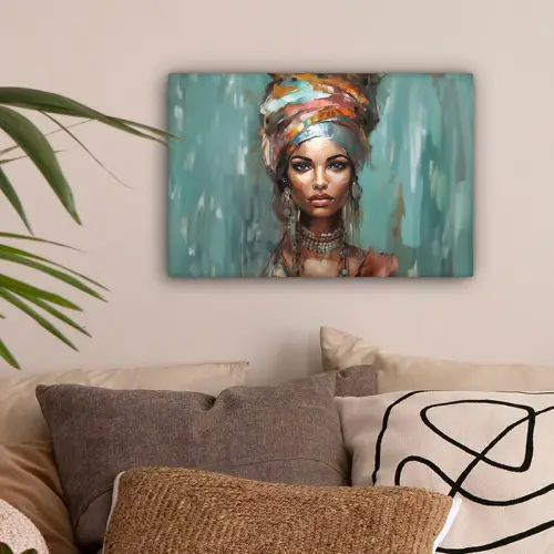 Vrouw - Kunst - Sieraden - Portret canvas 2cm klein -sfeer1