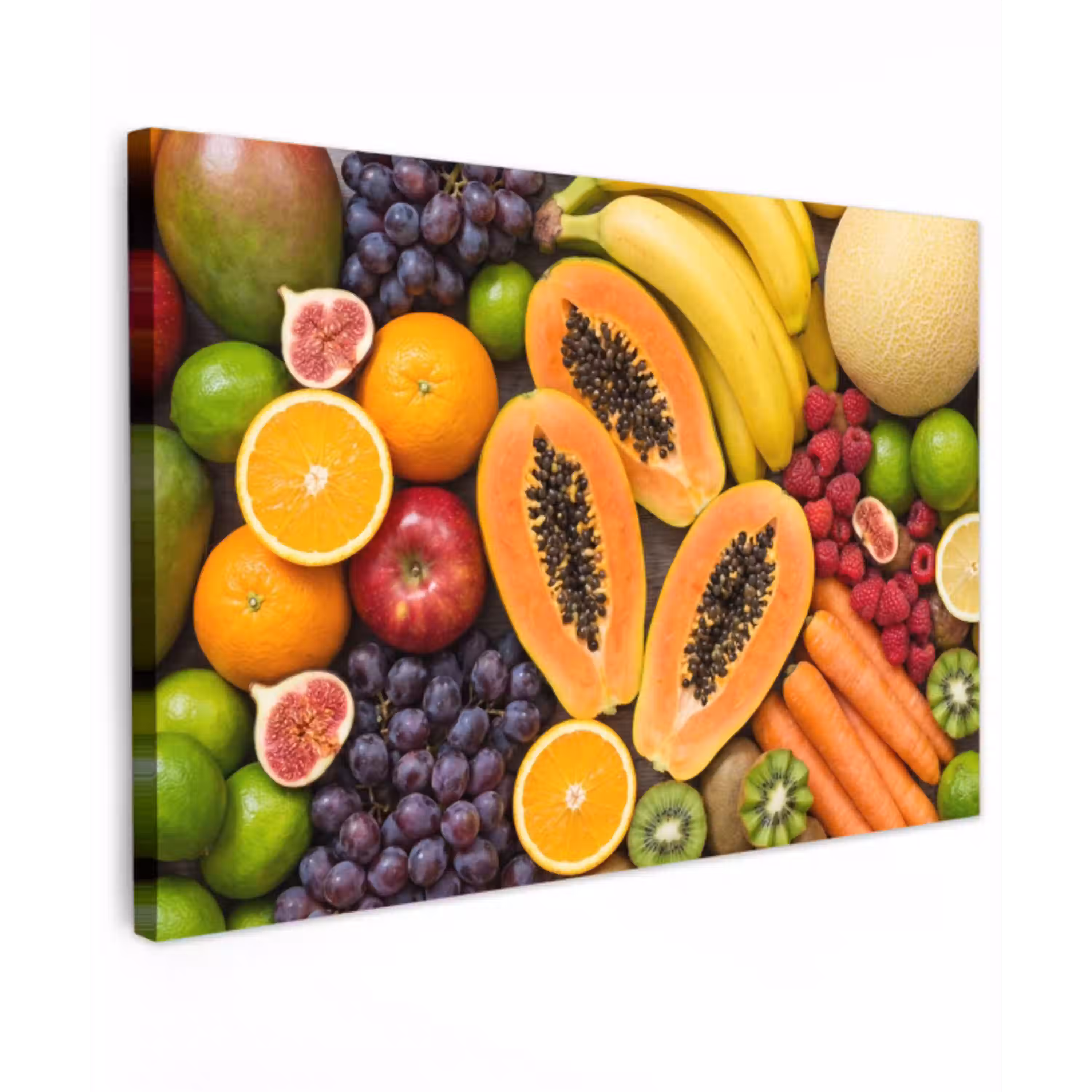 Eten - Fruit - Groenten - Vers - Kleurrijk Tuinposter op houten frame 2 cm dik klein -3d