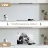 Tomaten - Chef - Zwart - Wit keuken achterwand spatscherm klein -voor_na_NL