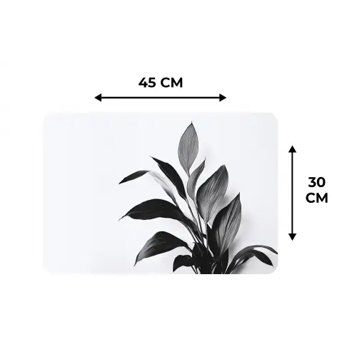 Plant - Bladeren - Minimalistisch - Zwart Placemat vinyl groot -specs