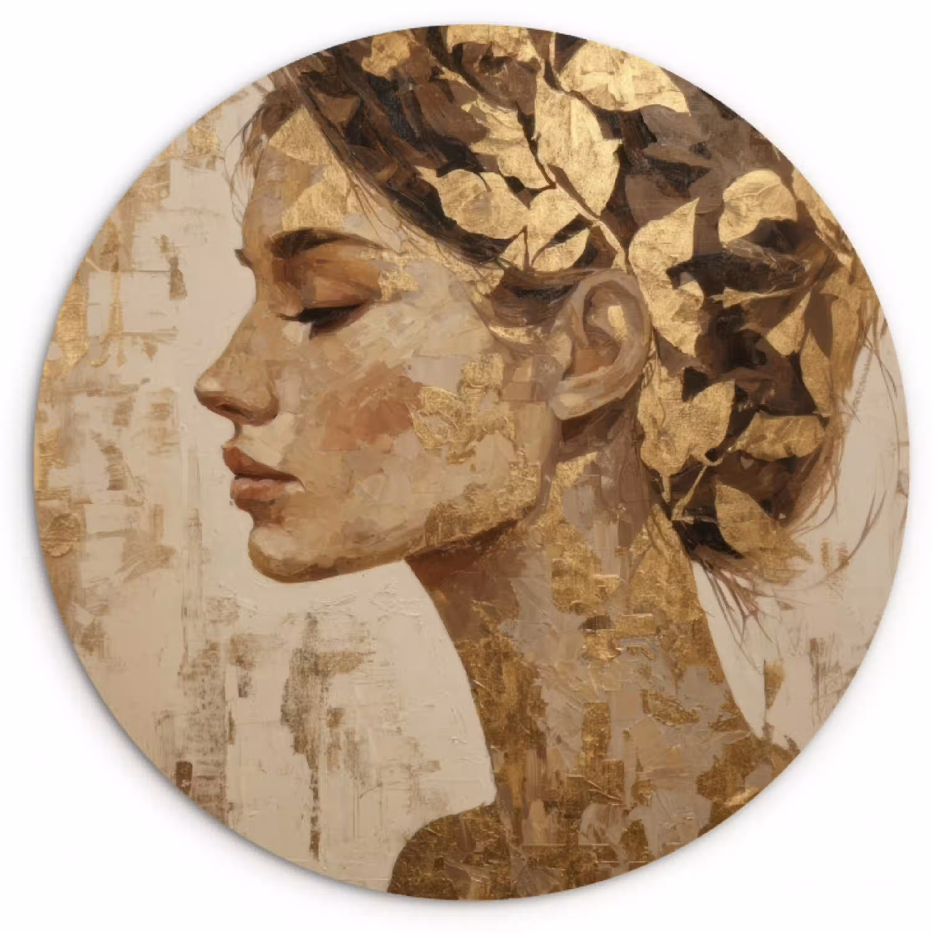 Vrouw - Goud - Abstract - Textuur Wandcirkel kunststof plaat 5mm dik klein -3d