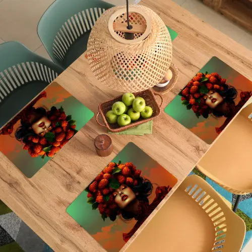Vrouw - Frambozen - Bladeren Placemat vinyl groot -zzsfeer5_Kitchenyeah-website