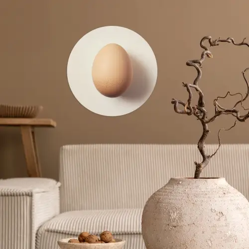 Ei - Beige - Ovaal - Egaal Wandcirkel behangsticker klein -sfeer1