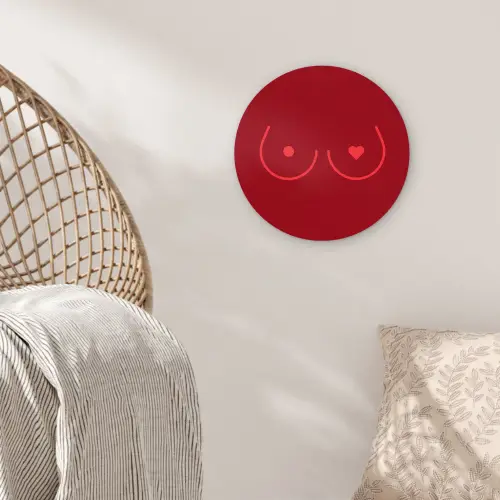 Minimalistisch - Lijnillustratie - Rood Wandcirkel kunststof plaat 5mm dik klein -sfeer5
