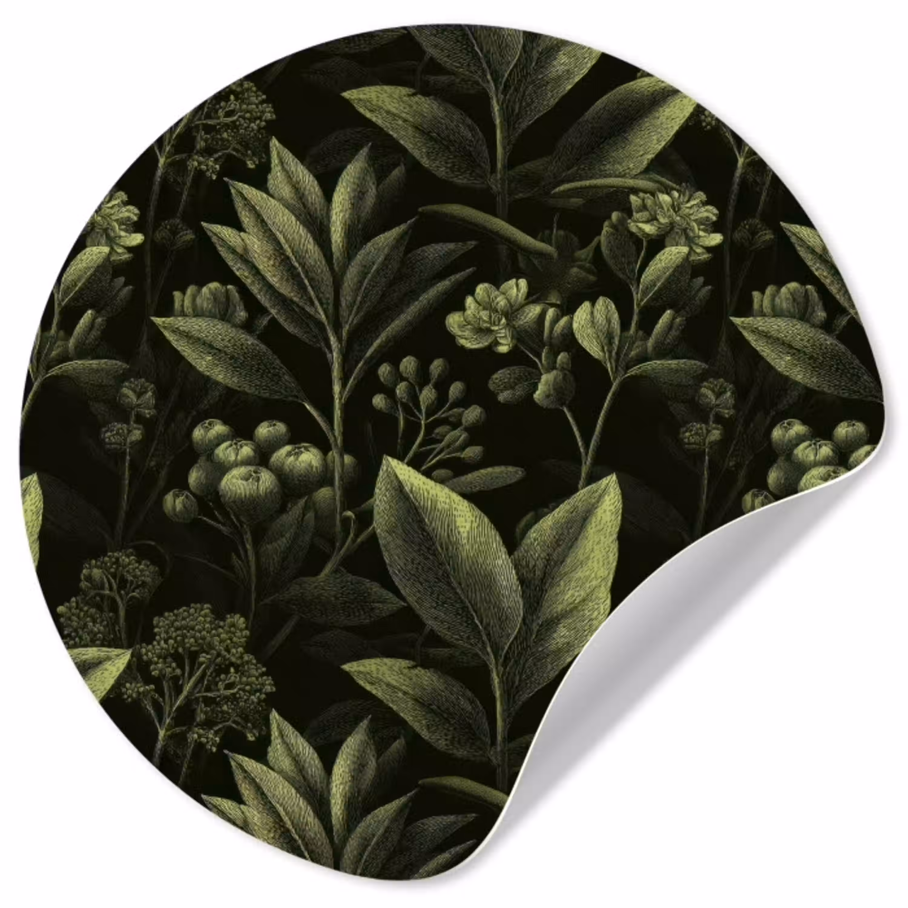 Klassiek - Donker - Botanisch - Planten Wandcirkel behangsticker klein 186 -3d