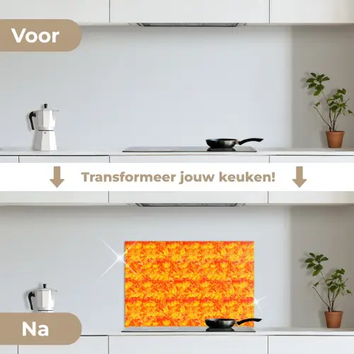 Verf - Oranje - Geel keuken achterwand spatscherm klein 900 -voor_na_NL