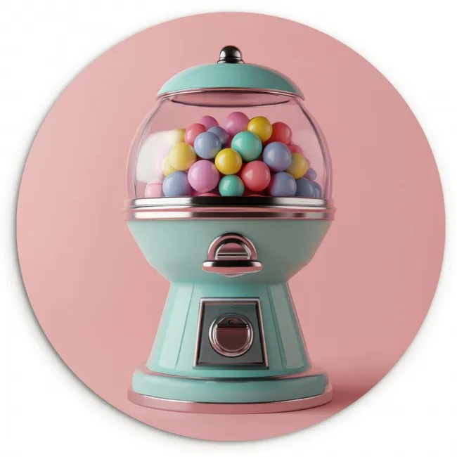 Kauwgom - Retro - Snoep - Roze KitchenYeah - Keuken - Wandcirkel Forex klein -3d