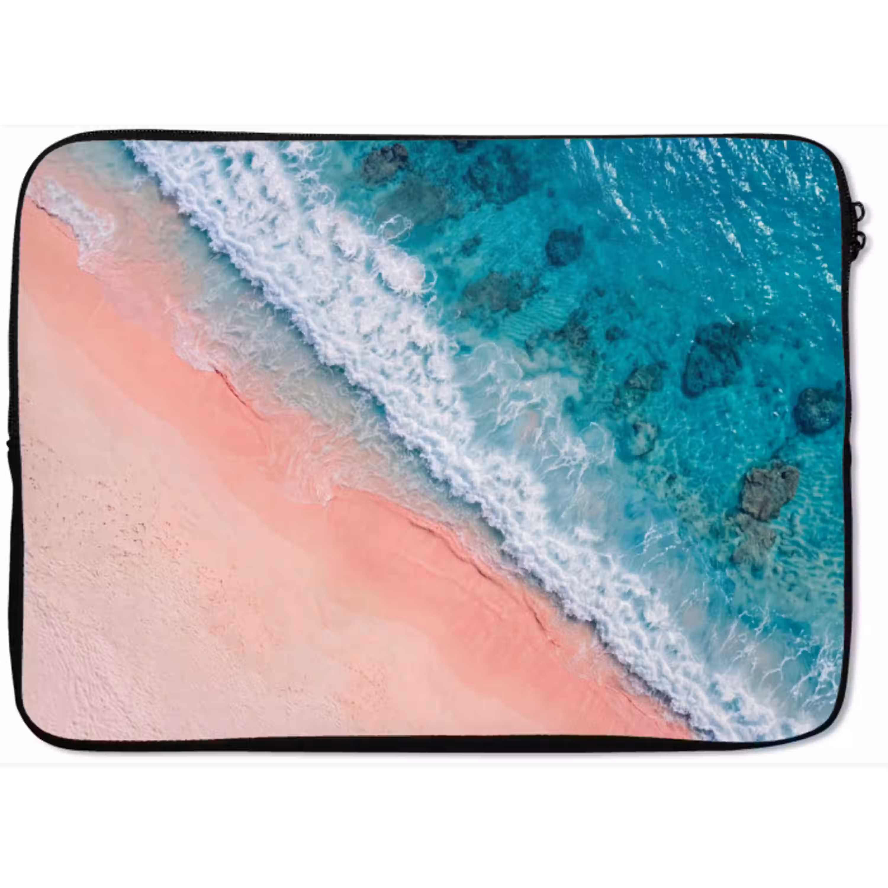 Strand - Oceaan - Golven - Roze Zand - Natuur laptophoes neopreen klein -zkaufland3dotto