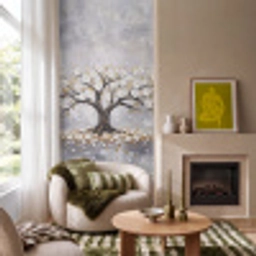 Boom - Bloemen - Natuur - Abstract - Wit Behang Vlies klein -sfeer2