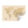 Wereldkaart - Realistisch - Beige Muursticker klein -3d