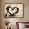 Hart - Hout - Natuur - Takken - Bruin Textielframe zwart klein -sfeer1