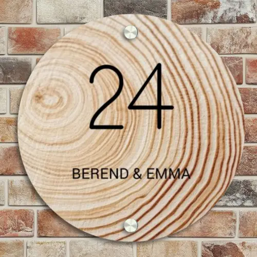 Holzmaserung - Klassisch Naambord Rond klein -sfeer2