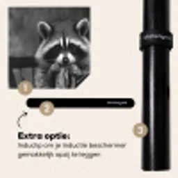 Wasbeer - Cute - Pasta - Tafelkleed - Zwart - Wit Inductie beschermer vinyl 3mm middel -zzzzzzz-induclip_NL