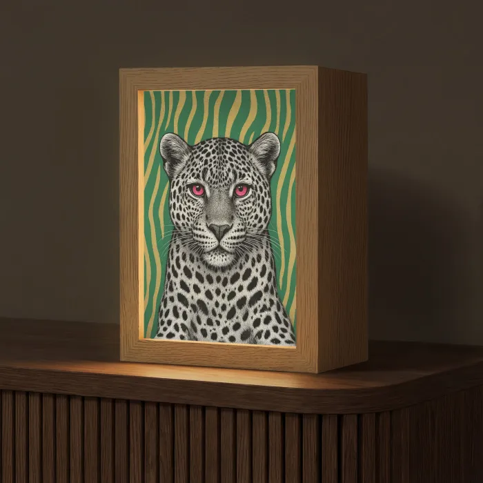 Panter - Zebrapatroon - Groen Light Box met kabel (Tafellamp) klein -z3d_website