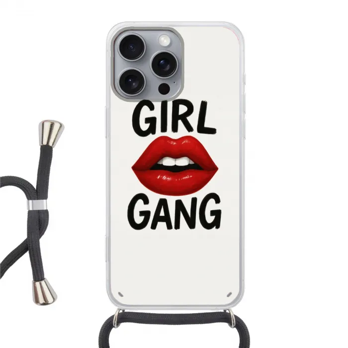 Lip - Girl - Rood - Letters Hoesje iPhone 16 Pro Max met koord klein -3d