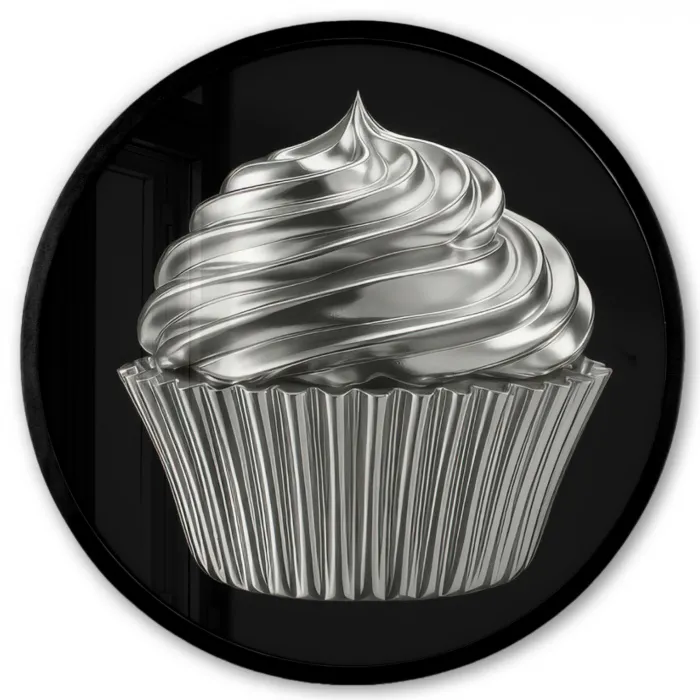 Cupcake - Luxueus - Zilver Fotolijst rond zonder passe partout klein -3d