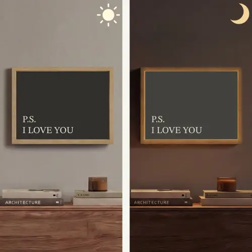 Zwart - Minimalistisch - Valentijn Light Box met batterij (Wandlamp) middel -sfeer3