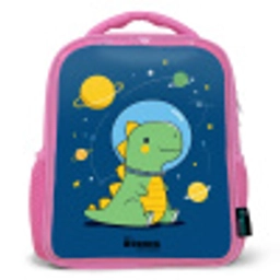 Dino - Planeet - Ster - Blauw Kinderrugzak - Roze middel -3d