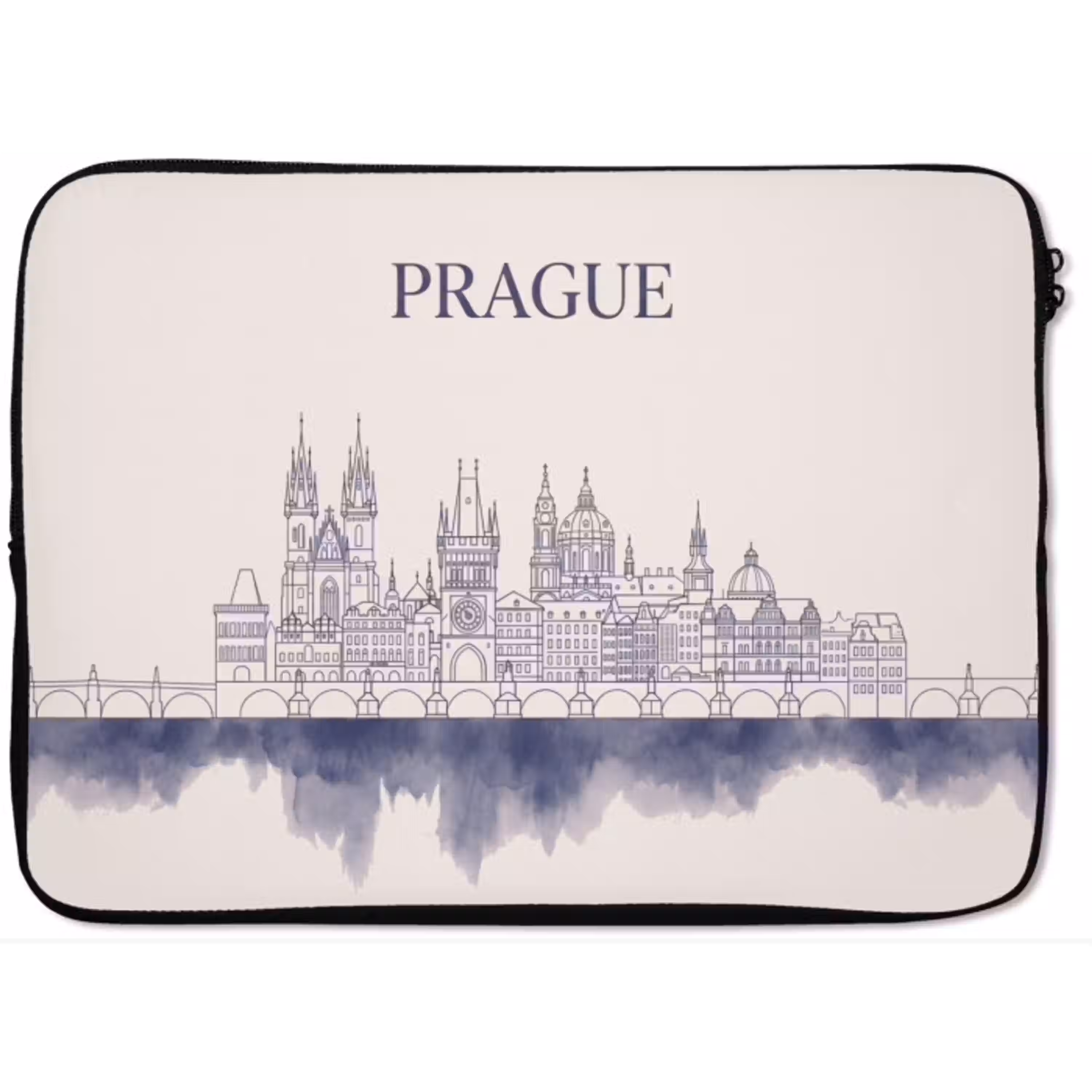Praag - Skyline - Architectuur - Blauw laptophoes neopreen klein -zkaufland3dotto