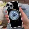 Kompas - Delfts blauw - Zwart Hoesje iPhone 16 Pro Max met koord klein -sfeer3