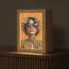 Vrouw - Bloemen - Aesthetic - Oranje Light Box met kabel (Tafellamp) klein -z3d_website