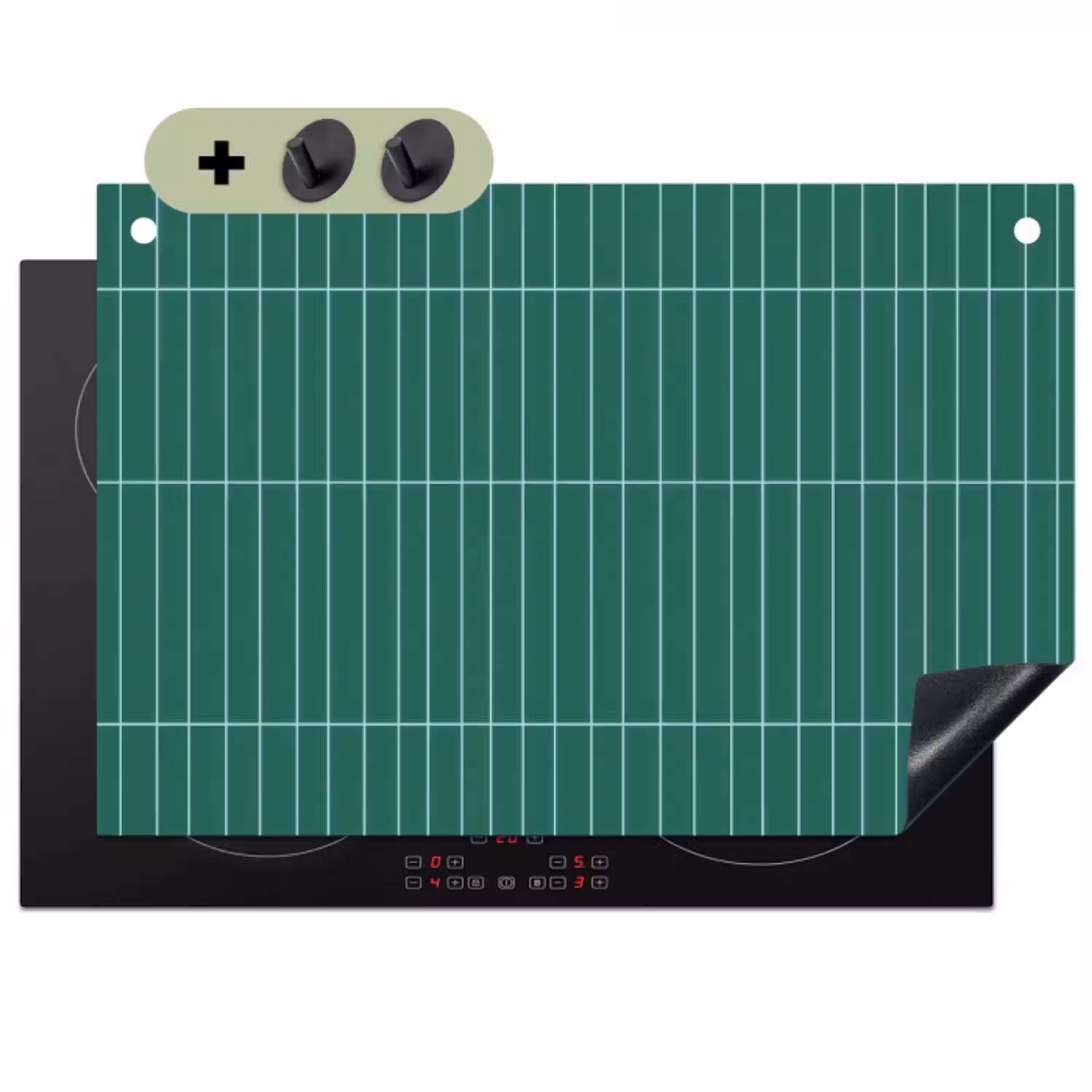 Patroon - Tegel - Saliegroen Inductie beschemer met haakjes klein 777 -3d