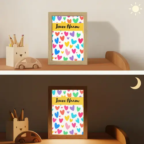 Hartjes - Kleurrijk - Patroon Light Box met kabel (Kinderlampje) klein -sfeer3_kind