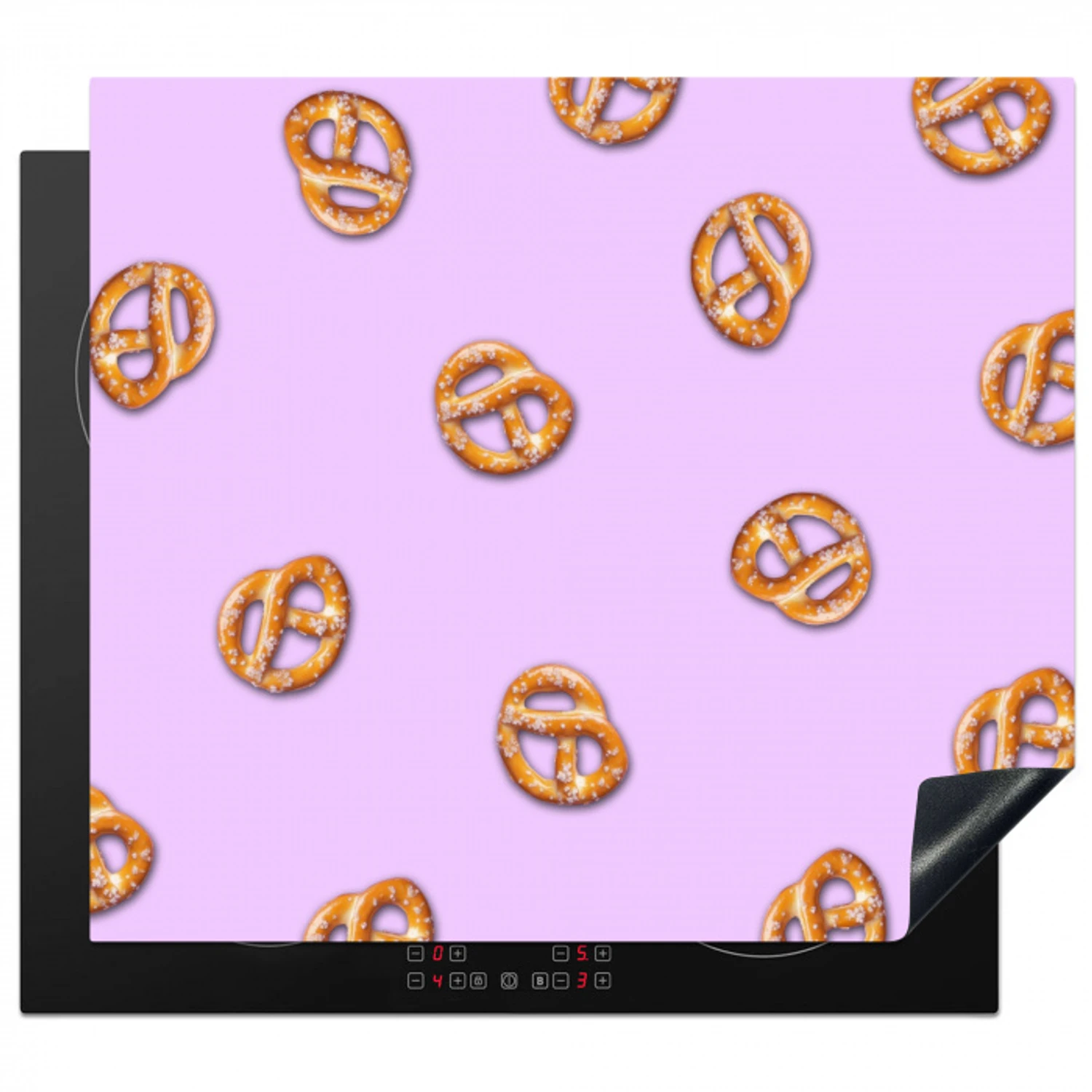 Pretzels - Eten - Paars Inductie beschermer vinyl 3mm middel -3d
