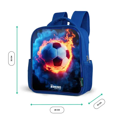 Voetbal in vuur en ijs Kinderrugzak - Blauw middel -productfoto_formaten