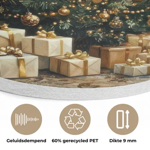Kerstboom - Cadeaus - Goud Akoestische PET Vilt - Rond klein -closeup_NL