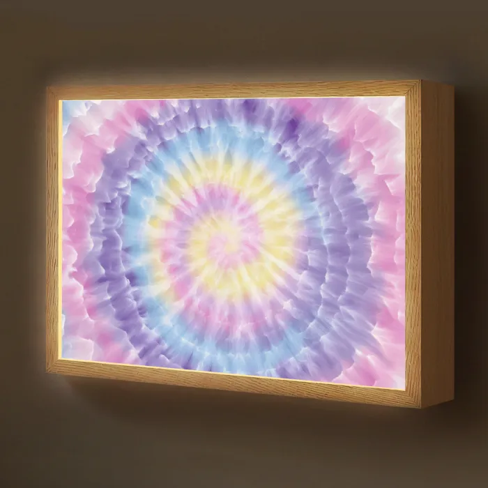 Spiraal - Tie dye - Pasteltinten Light Box met batterij (Wandlamp kind) middel -z3d_website