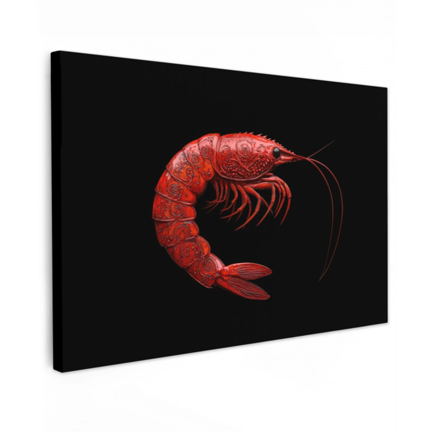 Garnaal - Rood - Dieren Tuinposter op houten frame 2 cm dik klein -3d