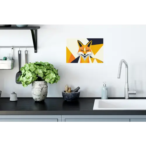 Vos - Oranje - Abstract - Driehoeken Muursticker klein -keuken