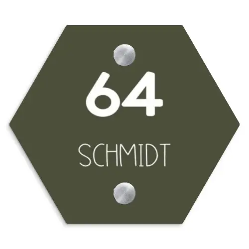 Donkergroen - Modern Naambord Hexagon klein -3d