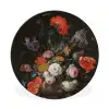 Stilleven met bloemen en een horloge - Schilderij van Abraham Mignon Wandcirkel aluminium klein -3d